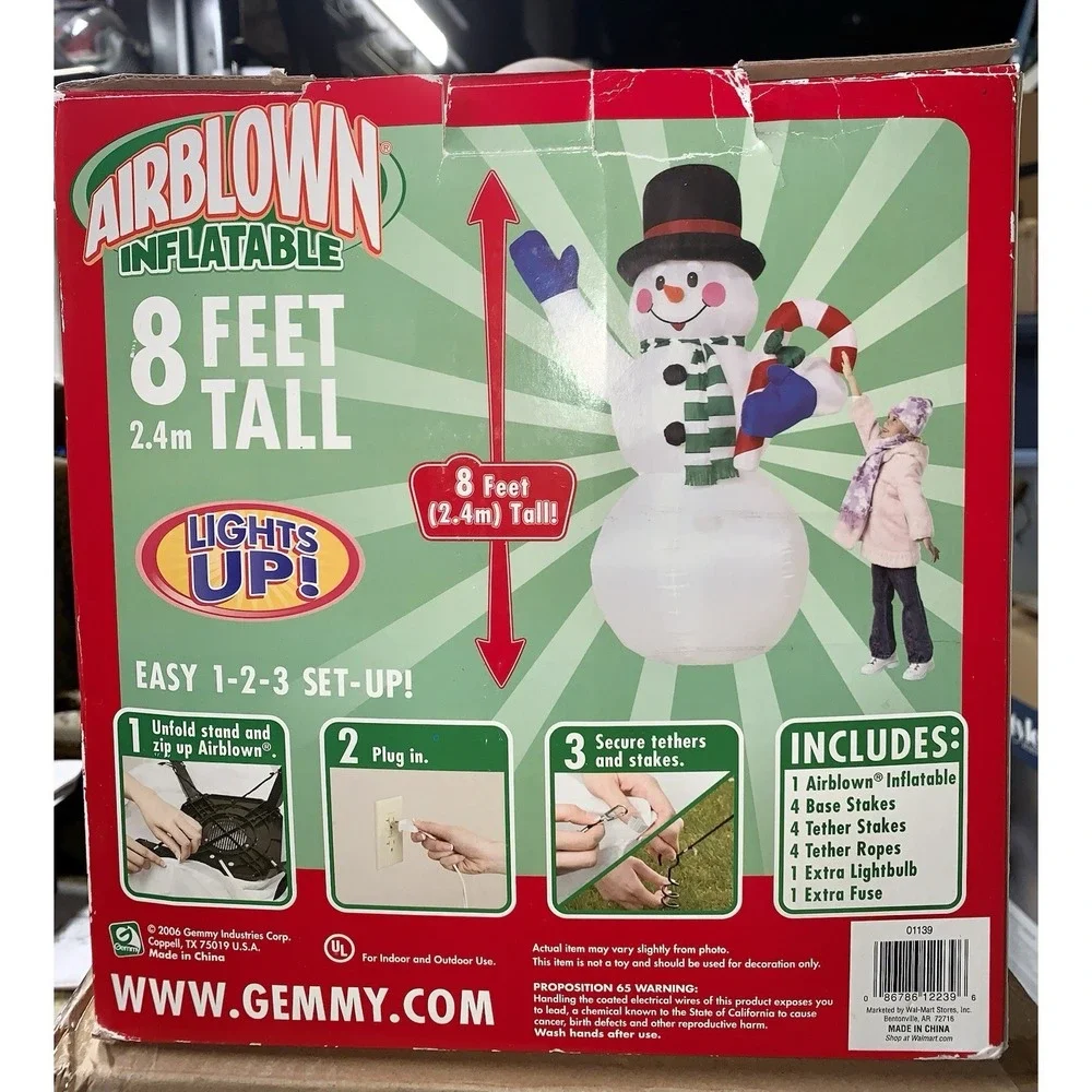 Gemmy Snowman Christmas Holiday Giant 8' Airblown Inflatable Lights Up RARE